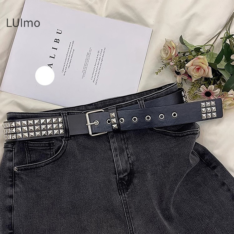 Luimo Hợp Thời Trang Hạt Vuông Đinh Tán Đai Kim Loại Kim Tự Tháp Dây Thắt Lưng Dành Cho Nam Nữ Punk Quần Jean Thắt Lưng Gothic Phong Cách Tối Cá Tính Unisex Thắt Lưng SBS