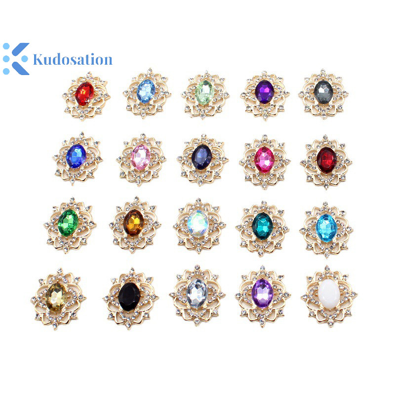 Kudosation 27 * 31MM Hình Bầu Dục Nước Hợp Kim Hoa Đĩa Phụ Kiện Trang Sức Tự Làm Cưới Đầm Nơ Mũ Phụ Kiện Trang Sức