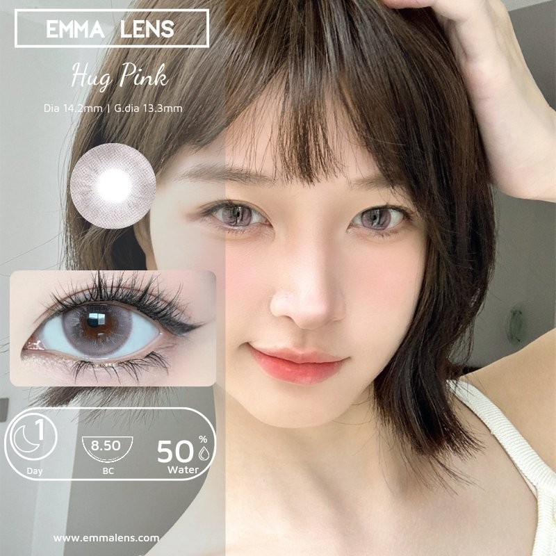 Lens 1 ngày  Hug Pink | Lens 1 day Hồng Vân Tia | Emma Lens