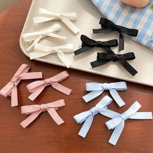 Kẹp tóc mái ruy băng nơ lụa tiểu thư màu pastel trơn cao cấp AAA iLita cột tóc dễ thương phong cách Hàn Quốc sang trọng