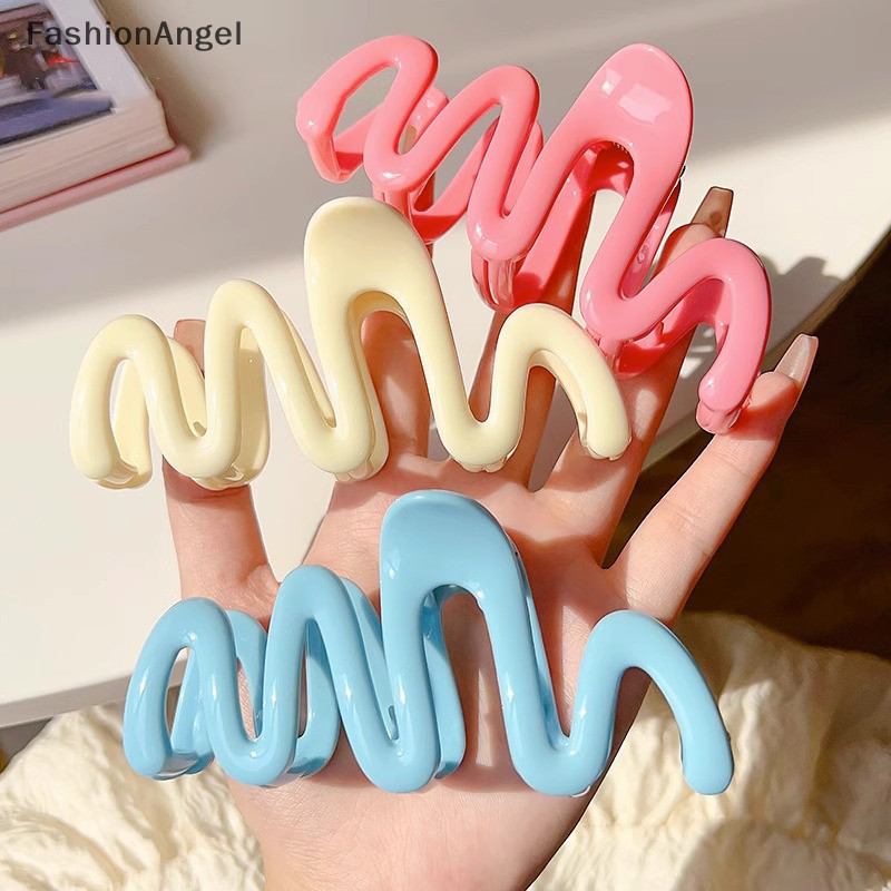 FashionAngel Dopamine Màu Kem Hình Học Sóng Đường Lưng Móng Vuốt Tóc Kẹp Tóc Nữ Cô Gái Kẹp Tóc Đuôi Ngựa Phụ Kiện Tóc Trang Trí TH