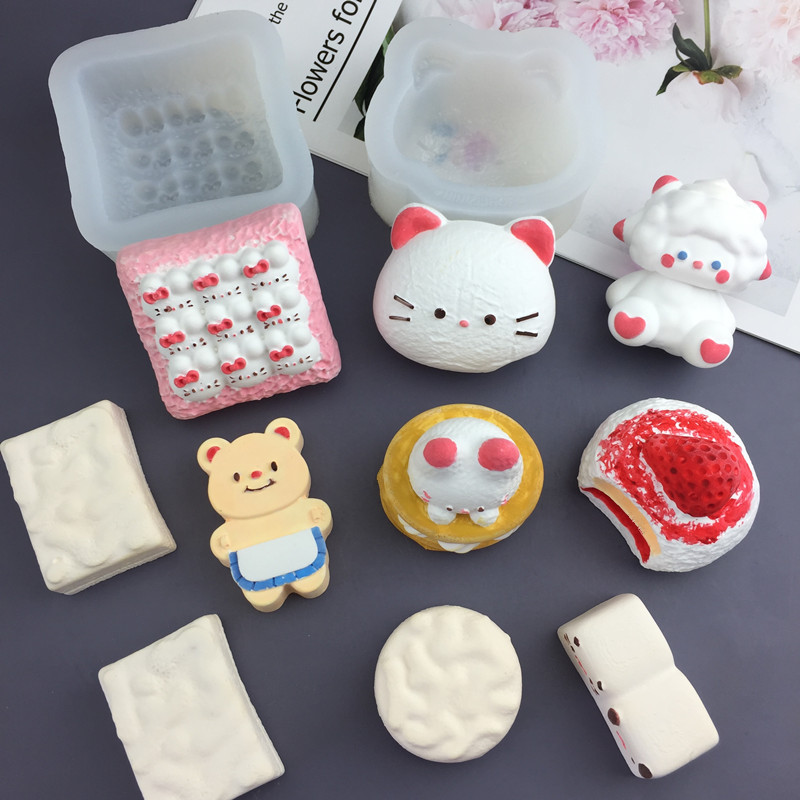 Kem Mèo Tiếng Anh Muffin Dâu Vỏ Sữa Mô Hình Khuôn Silicon Mochi Đồ Chơi Handmade Hương Liệu Thạch Cao Nến Socola Làm Bánh DIY Nướng