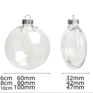 60 / 80 / 100mm Hình Bầu Dục Nhựa Trong Suốt Đĩa Phẳng Bóng Đồ Trang Trí DIY Có Thể Sơn Trống Đĩa Trong Suốt Quả Cầu Trang Trí Trong Nhà Ngoài Trời Cây Giáng Sinh Trang Trí