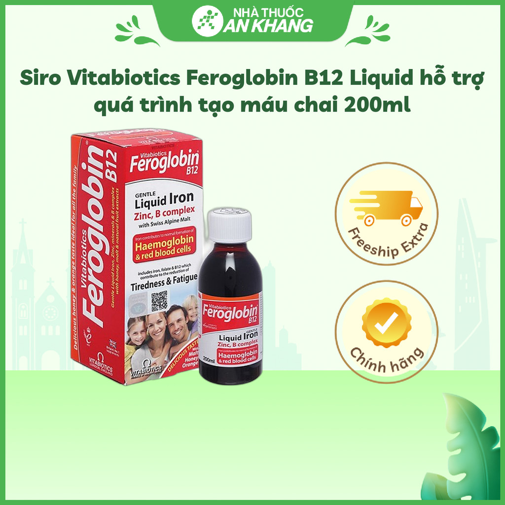 Siro Vitabiotics Feroglobin B12 Liquid (Chai 200ml) giúp hỗ trợ tạo máu