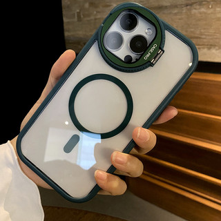 Giá đỡ máy ảnh thủy tinh ống kính sang trọng 16 Pro Max Vỏ điện thoại từ tính cho iPhone 16 15 14 Pro Max Plus 13 12 11 Pro Max Vỏ bảo vệ lưng cứng acrylic trong suốt hấp thụ sốc