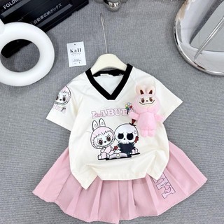 S199- Set áo thun phối chân váy xếp ly cho bé gái size từ 8-30Kg
