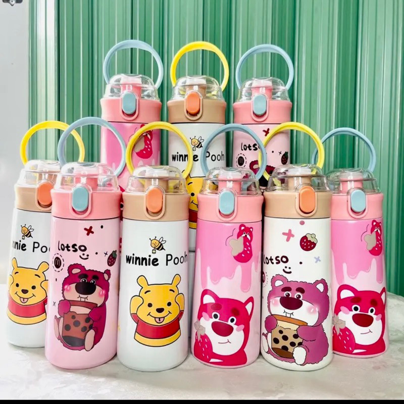 Bình nước giữ nhiệt 480ML kèm ống hút. Bình nước giữ nhiệt HÀNG VỀ SẴN, ly giữ nhiệt gấu dâu