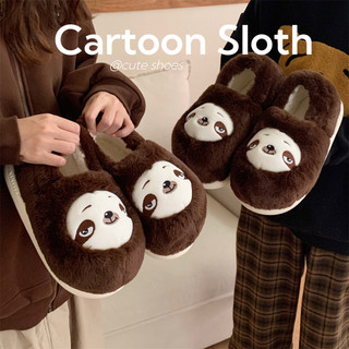 XIXITIAO Dép Cotton Xấu Xí Dễ Thương Sloth Cặp Đôi Ấm Áp Thoải Mái Lông Tất Cả Bao Gồm Gót Nam Nữ Mặc Ngoài Trời