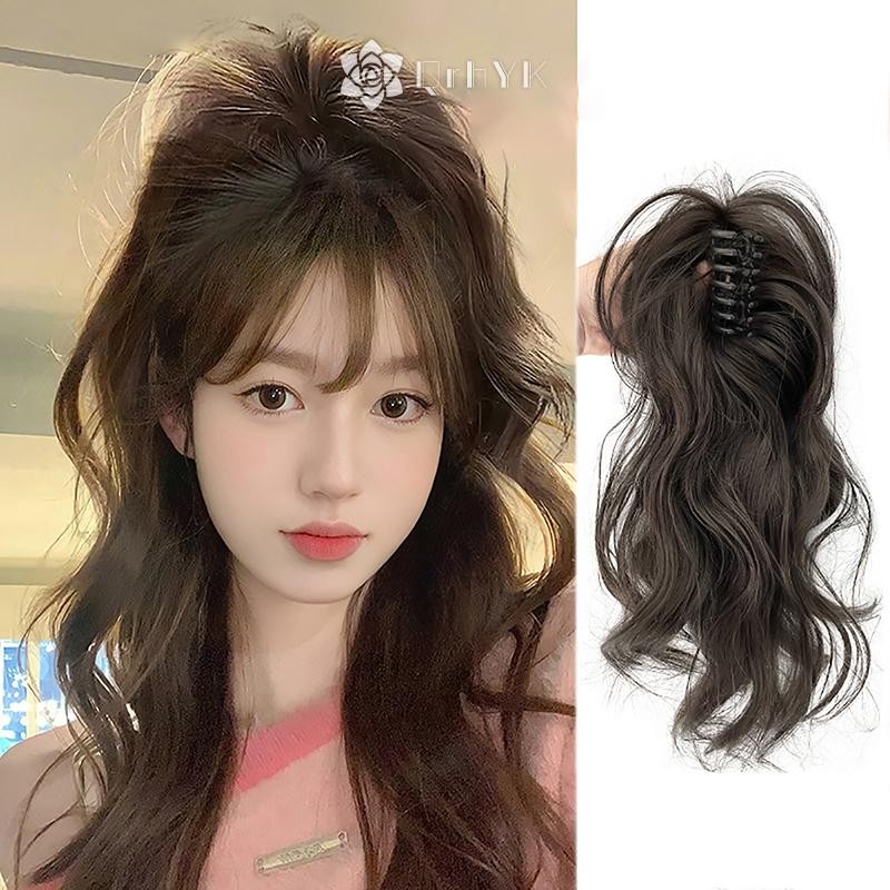 Qrhyk Tổng Hợp Móng Vuốt Kẹp Đuôi Ngựa Phần Mở Rộng Tóc Ngắn Xoăn Tự Nhiên Đuôi Giả Tóc Cho Nữ Đuôi Ngựa Tóc Đen Mới