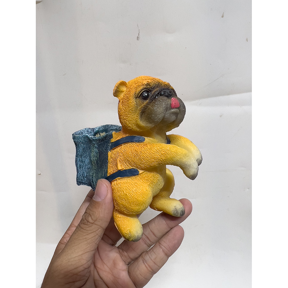 Chó Mặt Xệ Đu Thành Bể Cá (Trang Trí Bể Cá Cảnh) (Size 12cm)