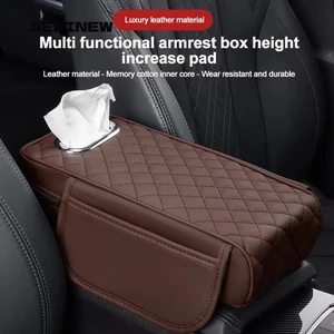 SEKINEW Hộp đựng khăn giấy bằng da PU Memory Foam Car Central Armrest Pad, Hộp đựng tay vịn chất lượng cao Tấm lót chiều cao Hộp đựng tay ô tô đa chức năng Tấm bảo vệ đa năng
