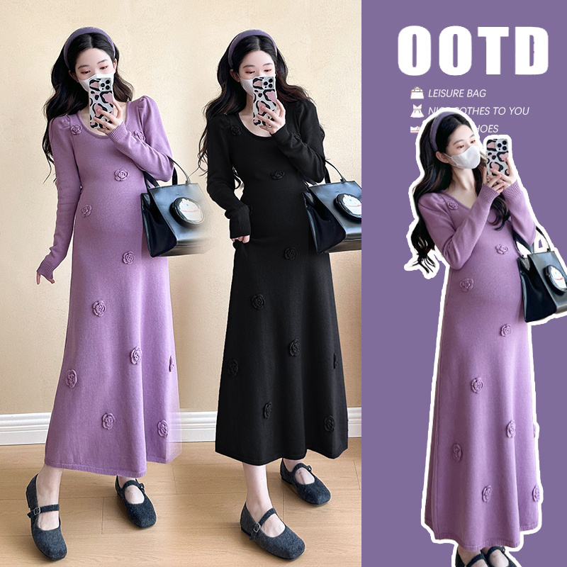 Trang phục bà bầu Thu đông Thời trang Influencer Tính khí Slim-fit