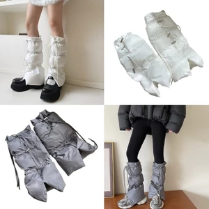 GODD Đệm Nhiệt Chân Ấm Áp Cho Nữ Ấm Áp Thời Tiết Lạnh Puffer Chia Boot Có Vòng Dây Rút Không Chân Dài Như vậy