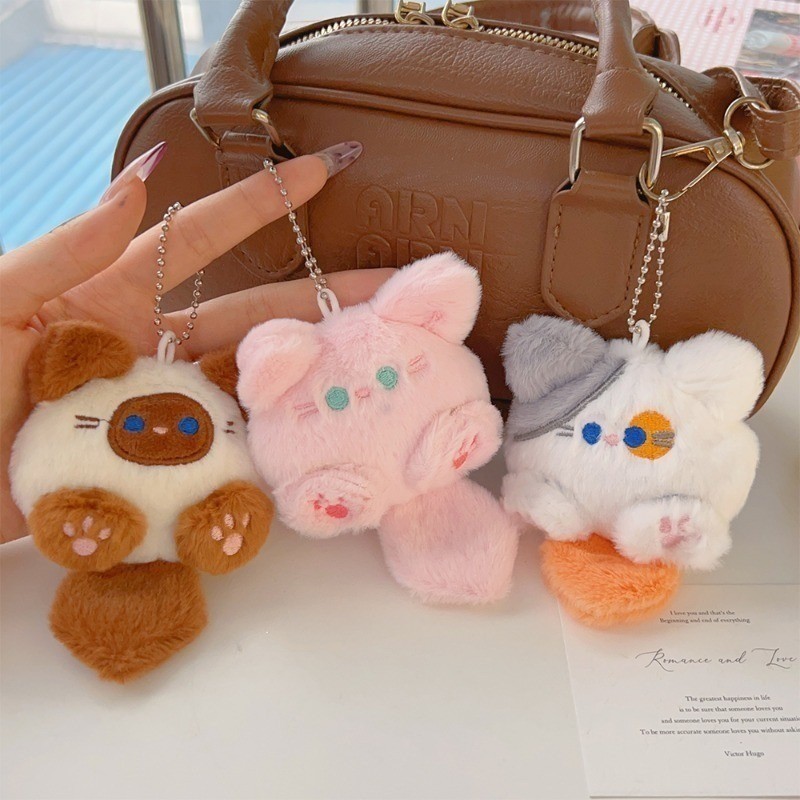 [Đặc sắc] Móc khóa mèo sang trọng dễ thương - Phụ kiện treo Kawaii - Bùa búp bê sang trọng bằng điện thoại - Đồ trang trí túi - Đồ trang trí treo móc khóa - Quà sinh nhật cho trẻ em