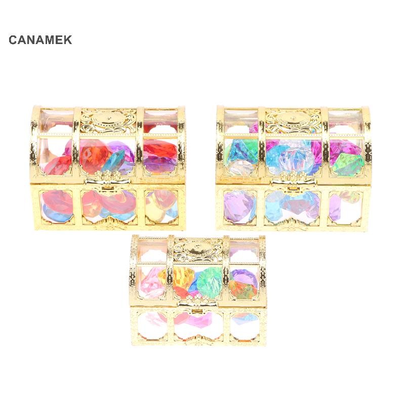 Canamek 1 Bộ Trẻ Em DIY Phụ Kiện Hộp Pha Lê Kho Báu Đồ Chơi Trẻ Em Acrylic Nhiều Màu Sắc Đá Quý Lớn Nhựa Trang Sức CSF