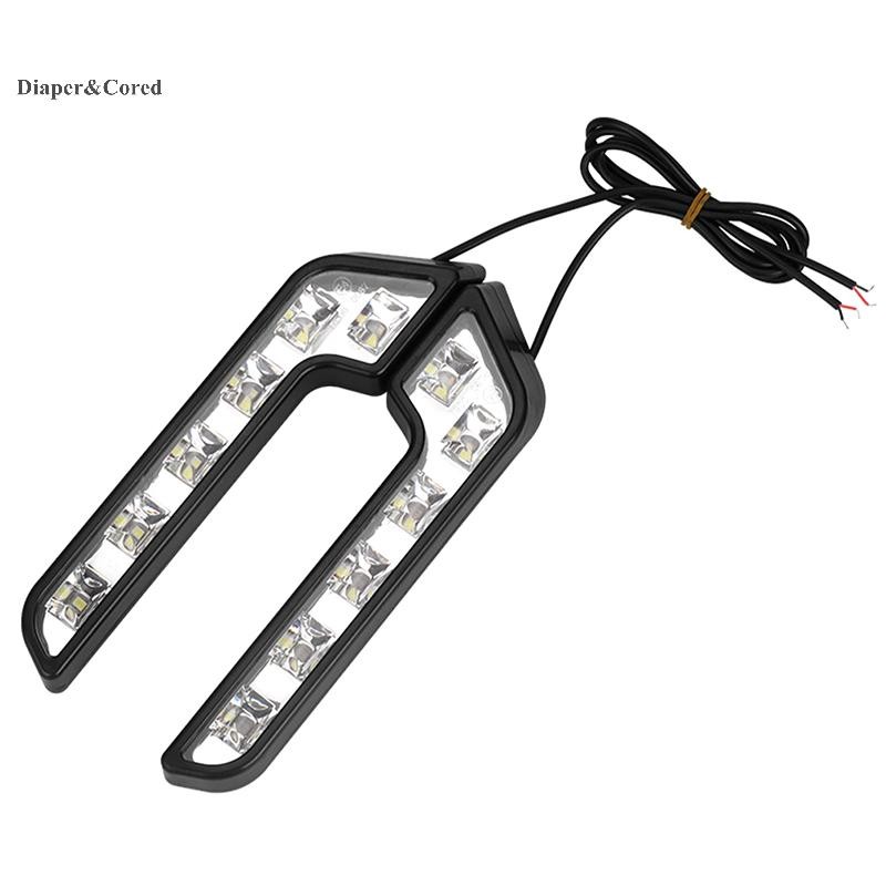 Diaper & CORED 2 chiếc đèn LED hình chữ L 12V chống nước, thay thế đèn chạy ban ngày/sương mù cho ô tô YTH