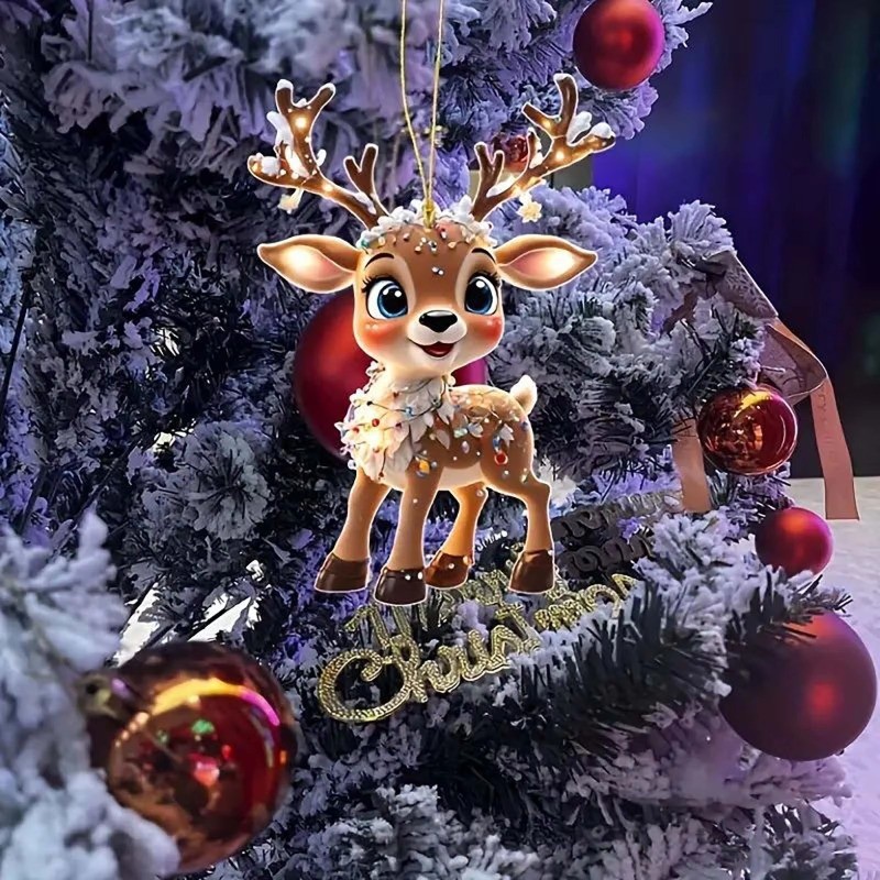 1-5 Cái Đồ trang trí treo cây Giáng sinh - Mặt dây chuyền ông già Noel nai sừng tấm Giáng sinh - Đồ dùng trang trí sân vườn dự tiệc tại nhà - Acrylic, Dễ thương, Hoạt hình, Đa phong cách