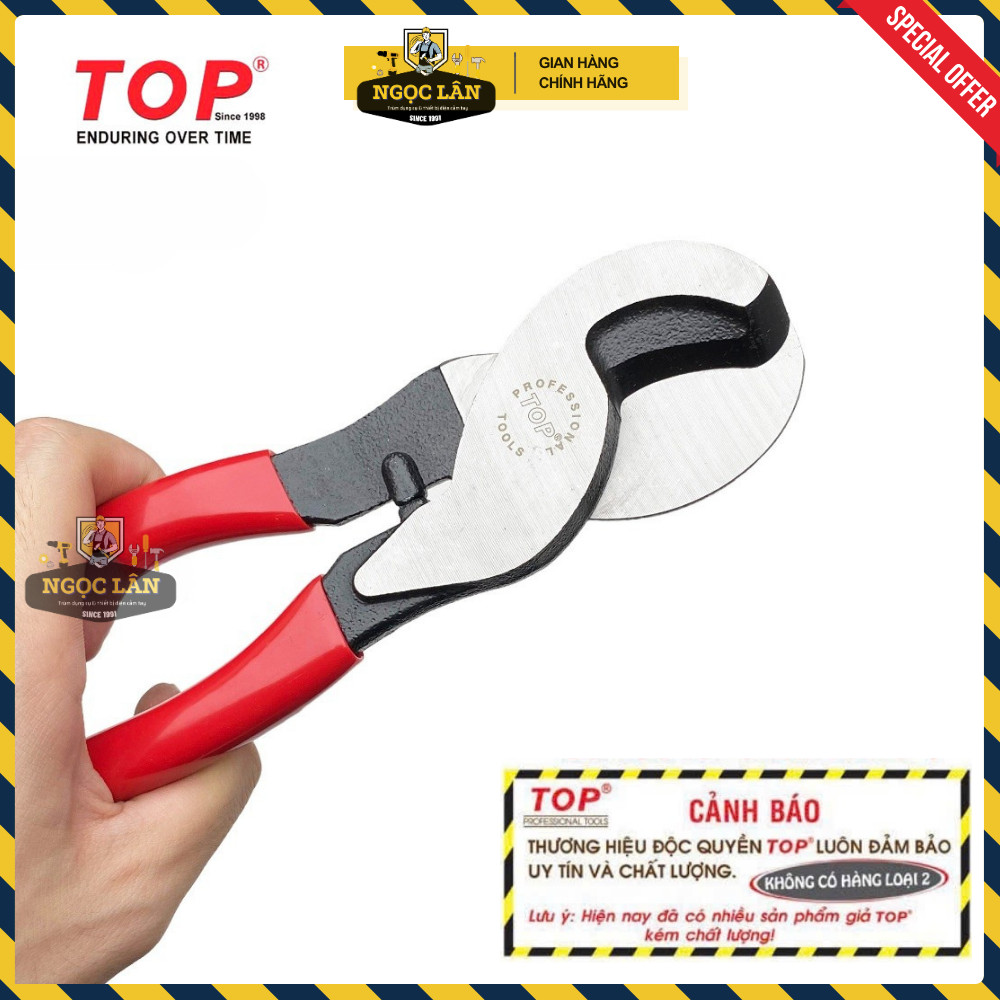 [Chính hãng TOP] Kìm cắt dây cáp điện 60mm2 TOP (tối đa phi 9mm) thép CR-V hàng Đài Loan cao cấp