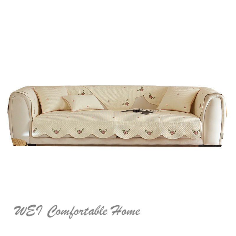 Retro Pháp Mục Vụ Sofa Đệm Bốn Mùa Đa Năng 2025 Phong Cách Mới Chống Trơn Trượt Cotton Nguyên Chất Đệm Sofa Bao Khăn Vải