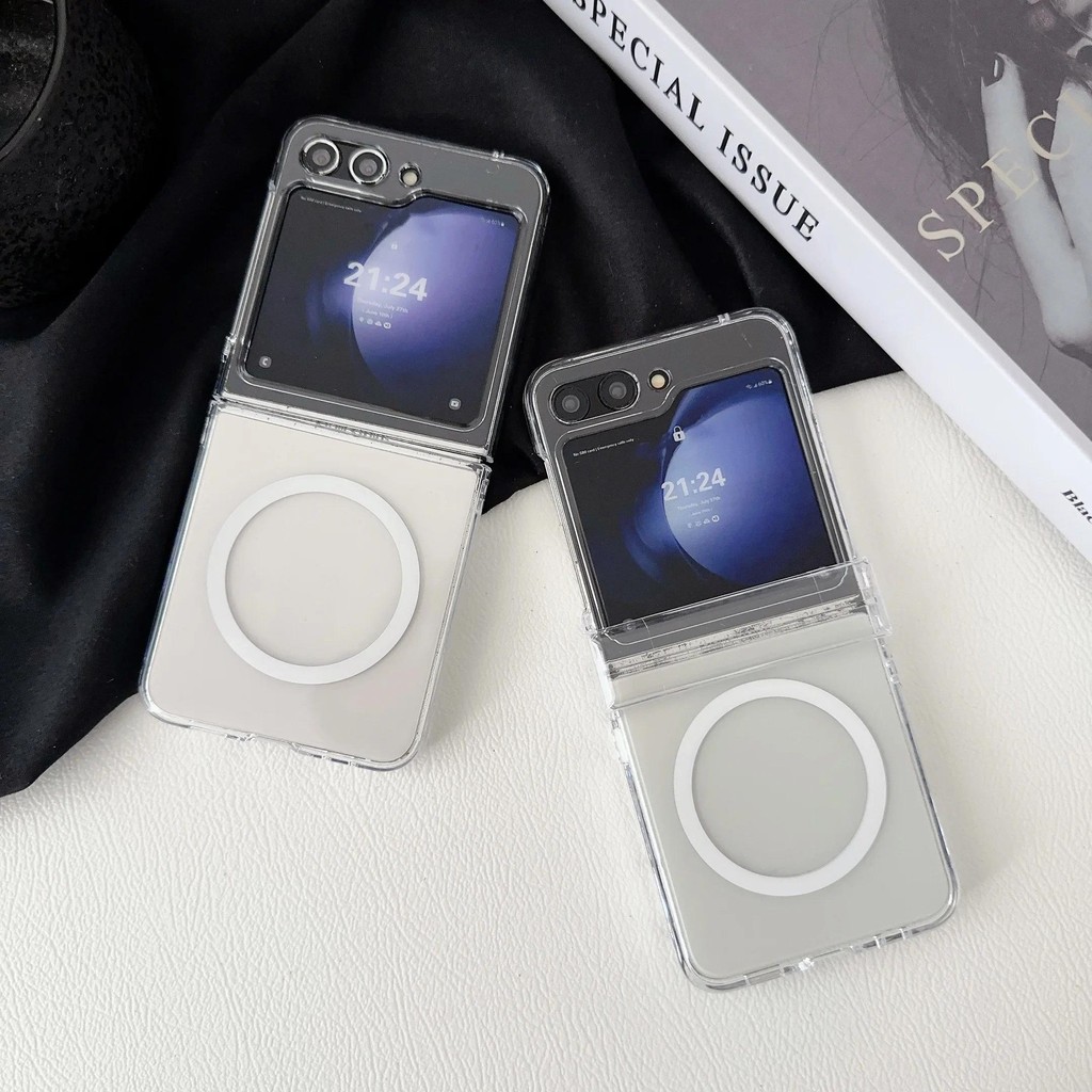 Ốp Điện Thoại Trong Suốt Cho Samsung Galaxy Z Flip 7 6 5 4 3 Vỏ Bảo Vệ Trong Suốt