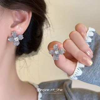 DREJEW Bạc kim gradient thủy tinh hạt bông tai hoa bướm mùa hè tươi mát khí chất bông tai
