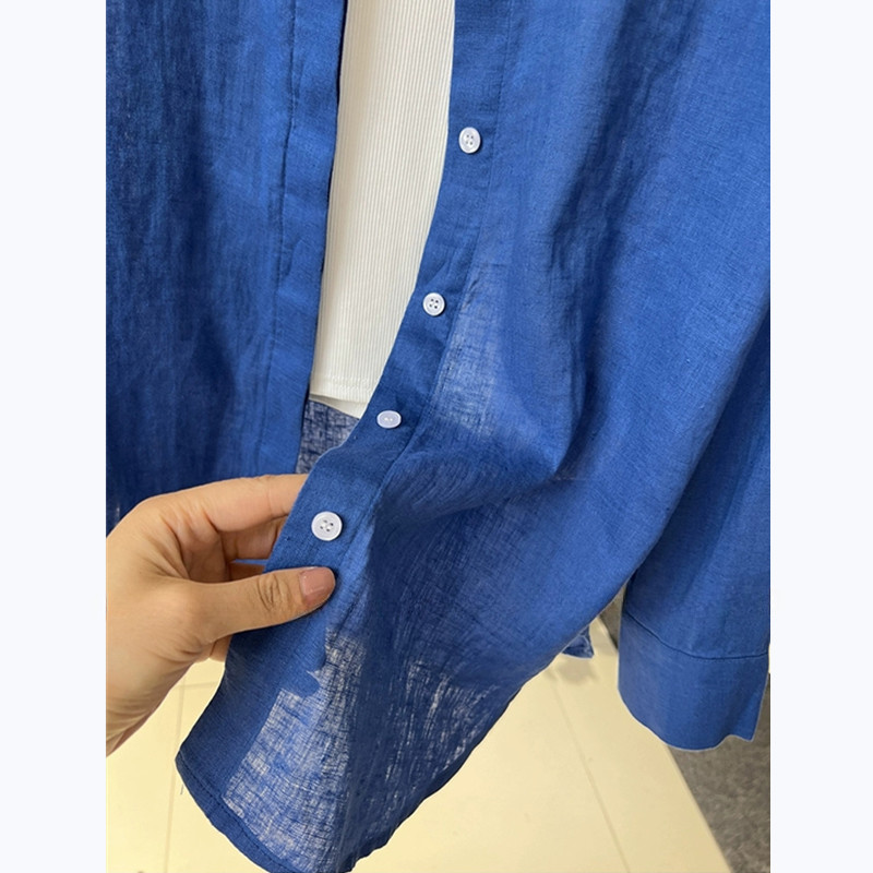 SUXI Áo sơ mi dài tay màu trơn đơn giản mùa hè mới dành cho nữ 250708