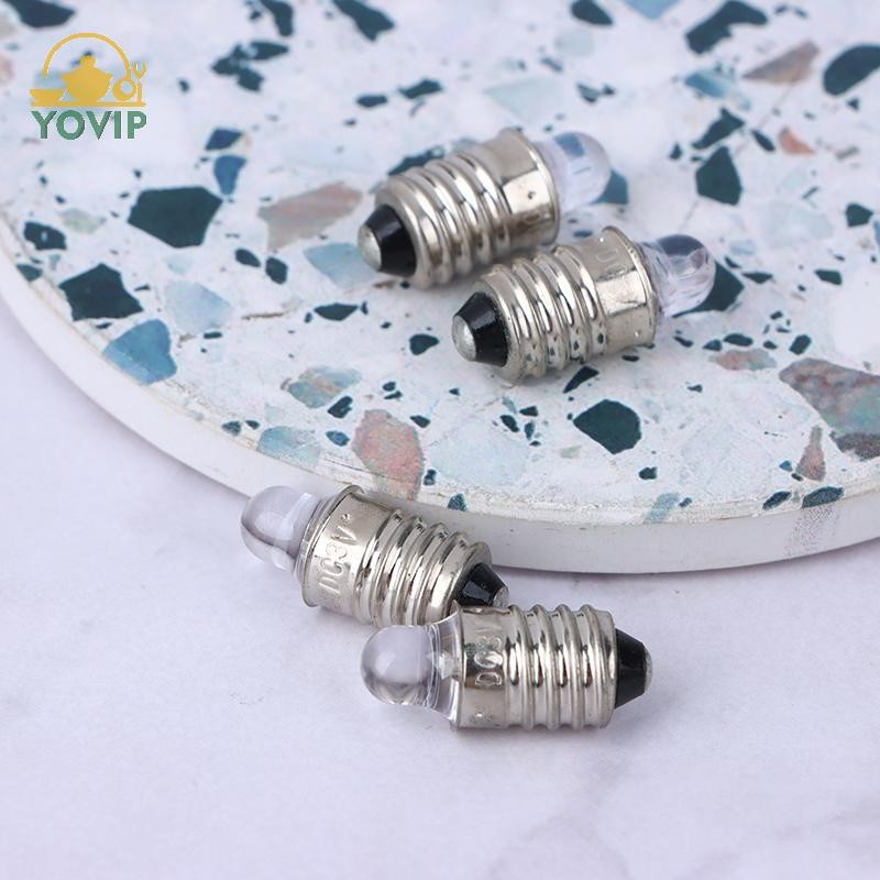 YOVIP 2 Bóng đèn LED E10 3V/6V thay thế cho đèn pin, ánh sáng trắng ấm VN