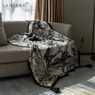 K Dệt Kim Chăn Hoa Họa Tiết Chim Miền Nam Phong Cách Pháp Ánh Sáng Sang Trọng Chăn Đen Trắng Sofa Chăn Phòng Khách Giải Trí Ngủ Chăn Đầu Giường Chăn