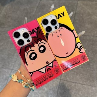 Phim Hoạt Hình Dễ Thương Shin-chan Anime Vuông Silicon Mềm Ốp Lưng Điện Thoại iPhone 16Promax 16Pro 15Promax 11 12 13 14 Pro Max 15Plus Chống Sốc Nữ Điện Thoại Di Động