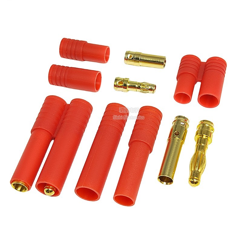 Mô Hình Máy Bay Đèn Lồng Đầu Chuối Động Cơ 3.5MM Pin Điều Hòa Điện Tử Chuyên Dụng Mạ Vàng 4mm Với Vỏ Đỏ Cắm Đồng Nguyên Chất