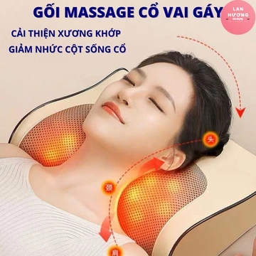 ( ƯU ĐÃI )Gối massage hồng ngoại cổ vai gáy, máy massage 20 bi cao cấp hỗ trợ mát xa vùng cổ vai gáy