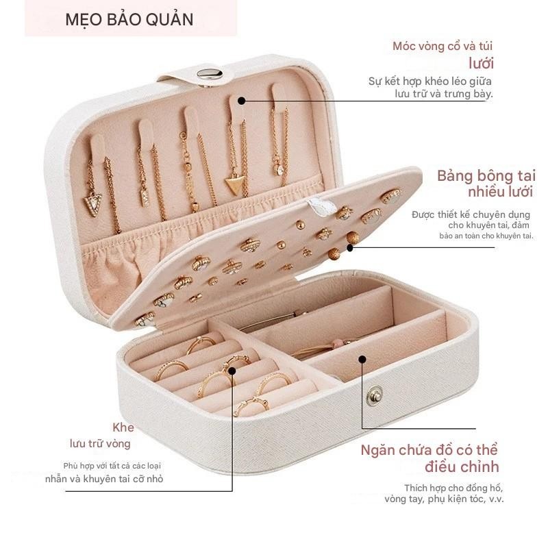 Hộp đựng trang sức bọc da sang trọng,Hộp Di Động,Đồ dùng du lịch,Cô Gái Quà Tặng Kích thước 16x11.5x5cm
