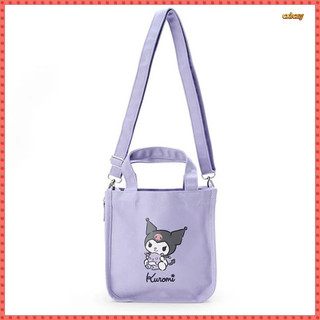 Túi xách Nhật Bản Kuromi Hello Kitty Hoạt Hình In Hình Túi Vải Dễ Thương Một Vai Messenger Túi Kép Sử Dụng