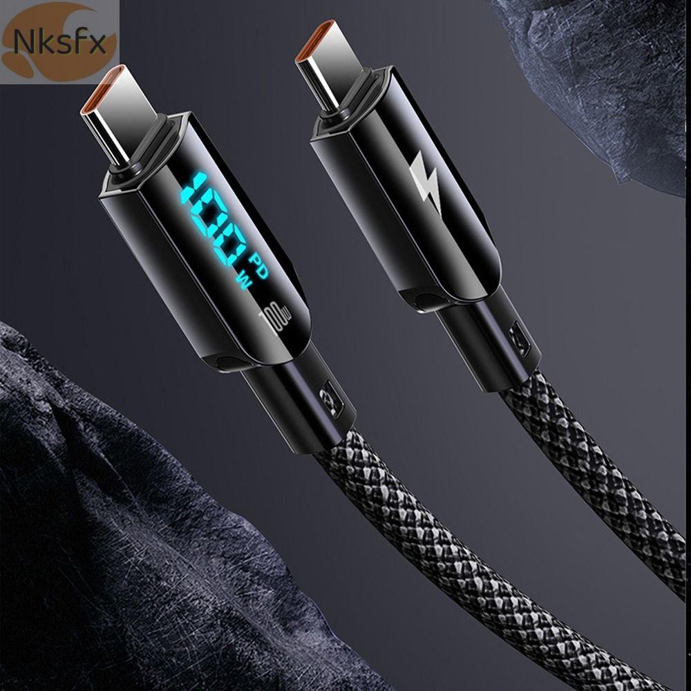 Cáp NKSFX Type C sang USB Type C, Cáp sạc nhanh màn hình kỹ thuật số 100W, Dây dữ liệu sạc nhanh tốc độ cao có thể nhìn thấy