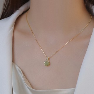 Vòng cổ nữ thời trang Hàn Quốc từ ngọc Hotan và xương đòn, màu sắc bền lâu