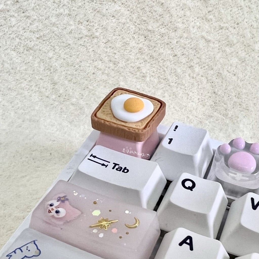 Keycap Dễ Thương Trục Chữ Thập Cơ Keycap oem Chiều Cao R4 Bổ Sung Độc Đáo Cheeseburger Trứng Nướng Ba Chiều / llko