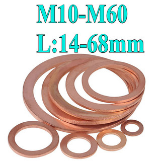 (((LXY) Long đền，vòng đệm phẳng bằng đồng nhiều cỡ khác nhau，Vòng Đệm Chữ o Phẳng Bằng Đồng Trơn Đặc Biệt Cho Vòng Đệm，Vòng Đệm Kín Bằng Đồng Đỏ M10 / M12 / M14-M60 L: 14-68mm (RM-VN-1)