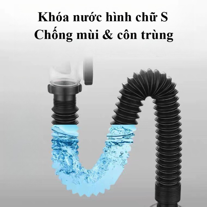 Ống Thoát Nước Bồn Rửa - Lắp Ngang/Dọc, Chống Mùi & Côn Trùng, Dễ Dàng Vệ Sinh,  Lắp Đặt Nhanh