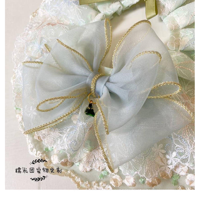 【Ready Stock】 New Pet Small Zongzi Lace Scarf Cat Bow Dog Bow Tie Korean Style Collar Saliva Towel Bib Fairy 7Kld