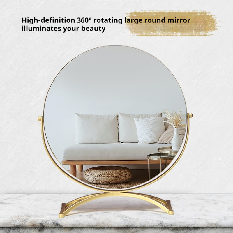 Gương Trang Điểm, Để Bàn Đơn Giản Vanity Bàn Xoay Phòng Ngủ Nhà Phong Cách Châu Âu Gương Tròn Lớn