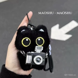 Móc khóa búp bê sang trọng mèo đen nhỏ dễ thương mới dễ thương