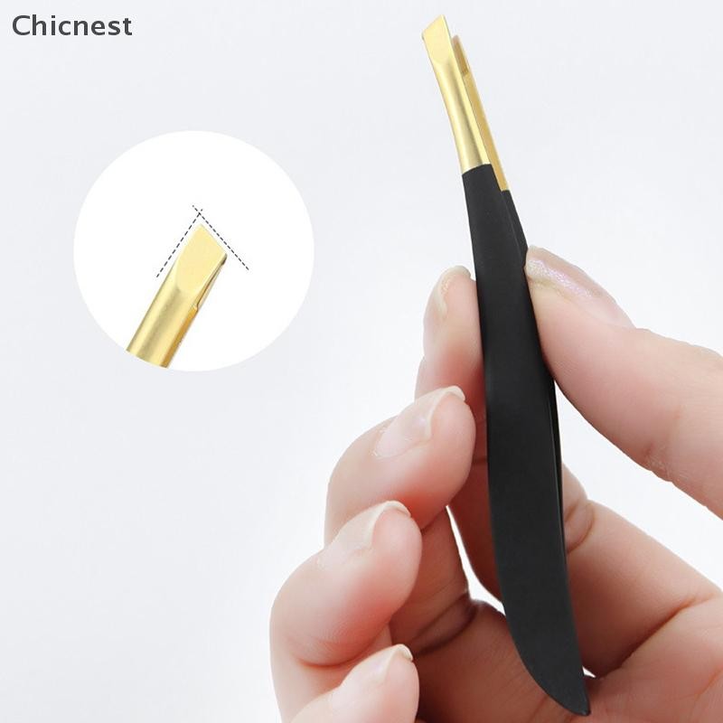 [Chc] Dụng cụ trang điểm lông mày phẳng / nghiêng bằng thép không gỉ Dụng cụ trang điểm lông mi giả [VN]
