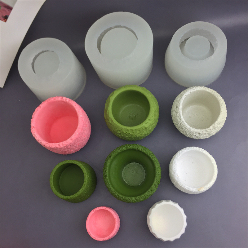 DIY Mô Phỏng Rock Cup Khuôn Silicon Ins Khuếch Tán Thạch Cao Xi Măng Chậu Hoa Khuôn
