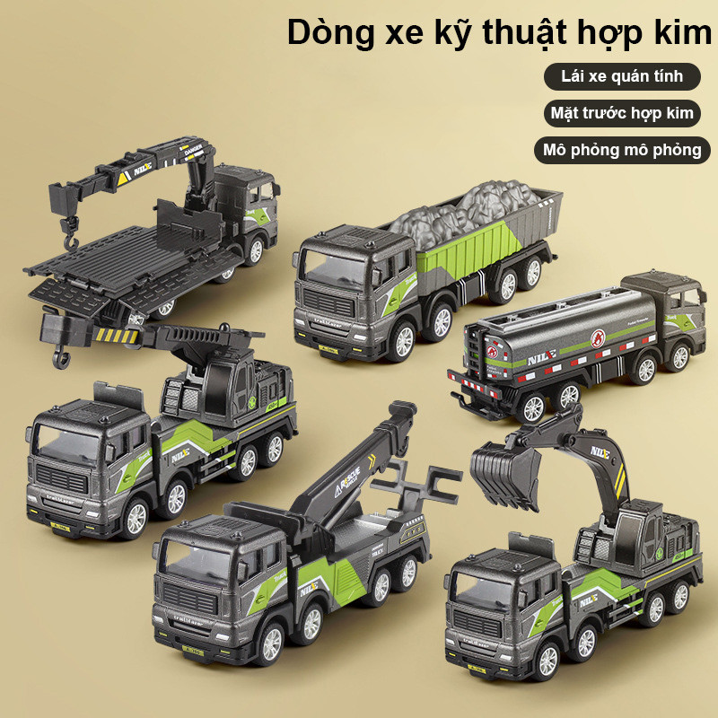 Đồ Chơi Mô Hình Xe Công Trình Chất Liệu Hợp Kim Và Nhựa ABS Series Máy Xúc Trộn,an Toàn Cho Trẻ
