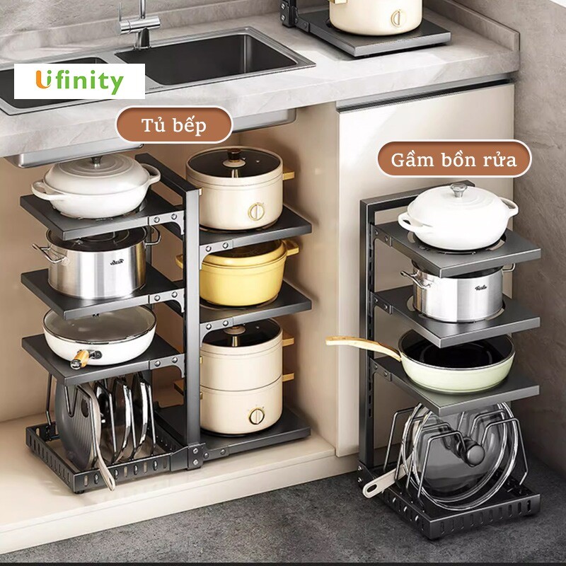 Lifinity Giá Đựng Nồi Thông Minh Điều Chỉnh Độ Cao - Thép Carbon Chống Rỉ, Phù Hợp Mọi Loại Nồi