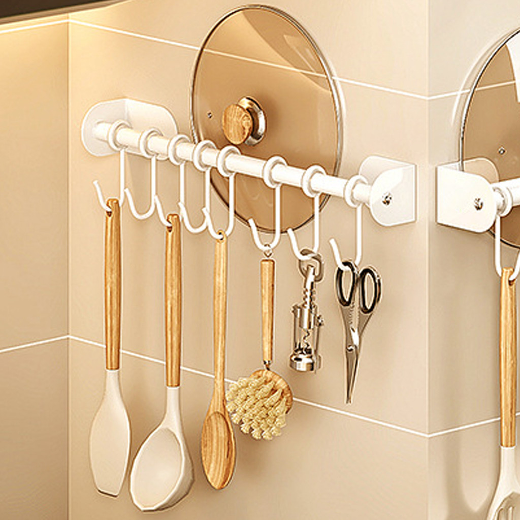 [H & L] Giá treo móc bằng thép không gỉ cao cấp - Dụng cụ treo tường chống rỉ sét cho dụng cụ nấu ăn, Thiết kế màu trắng tối giản với ứng dụng đa cảnh (Nhà / Phòng trà)