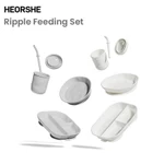 Bộ cho bé ăn bằng silicon HEORSHE – Đĩa chia, Bát hút, Cốc & Ống hút | Không chứa BPA, an toàn cấp thực phẩm | Đế hút mạnh để ngăn ngừa tràn | Để tự ăn — ảnh 2