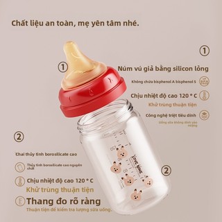 Youkebei Bình sữa cho trẻ sơ sinh từ 0-6 tháng, bình uống nước chống đầy hơi, bình sữa cổ rộng cho bé