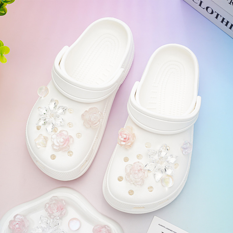 Thích hợp cho Crocs: phụ kiện hoa pha lê, bông tuyết, hoa lỗ cao cấp, có thể tháo rời, phong cách Zhibixing, Busch