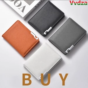 Ví đựng tiền xu VVDZA, Ví nam cổ điển màu cam đen xám trắng siêu mỏng, Da PU tối giản nhiều túi nam nữ